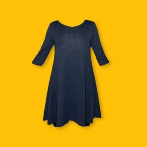 Navy A-Line Women's 3/4 Sleeve Boat-Neck Dress